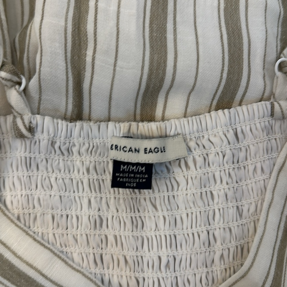 American Eagle Sage Green & Cream Plunge Wide-Leg Jumpsuit Size Medium NWOT - Picture 12 of 12